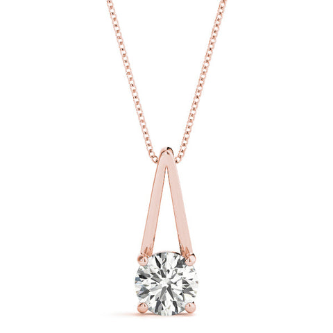Rose gold Round Solitaire Diamond V-Bale Pendant