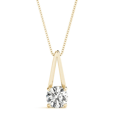 Yellow gold Round Solitaire Diamond V-Bale Pendant