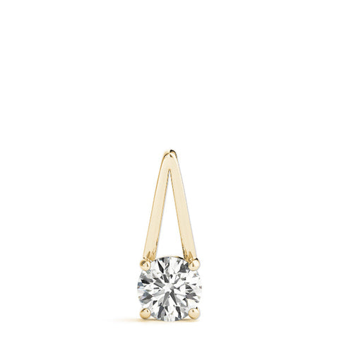 Yellow gold Round Solitaire Diamond V-Bale Pendant
