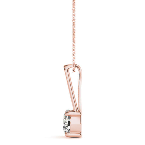 Rose gold Round Solitaire Diamond V-Bale Pendant