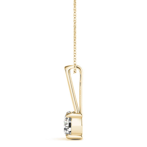 Yellow gold Round Solitaire Diamond V-Bale Pendant