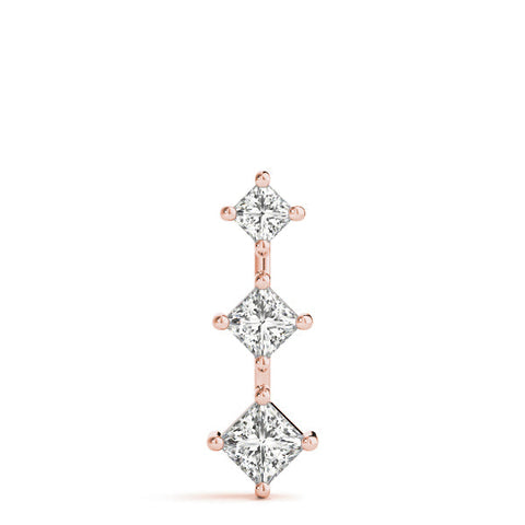 Rose gold Three-Stone Princess Cut Diamond Pendant with Four-Prong Setting