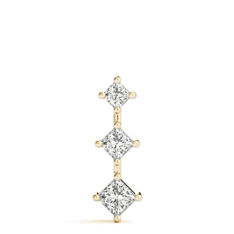 Yellow gold Three-Stone Princess Cut Diamond Pendant with Four-Prong Setting