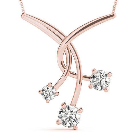 Rose gold Round Diamond Prong Set Pendant