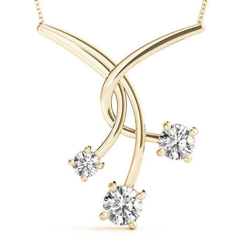 Yellow gold Round Diamond Prong Set Pendant