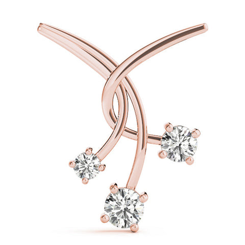 Rose gold Round Diamond Prong Set Pendant
