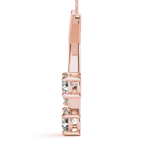 Rose gold Round Diamond Prong Set Pendant
