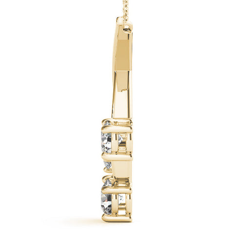 Yellow gold Round Diamond Prong Set Pendant