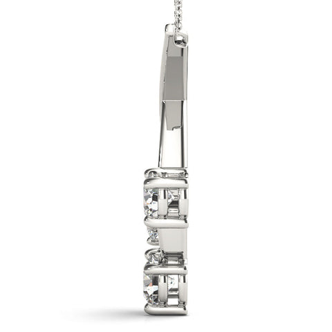 White gold Round Diamond Prong Set Pendant