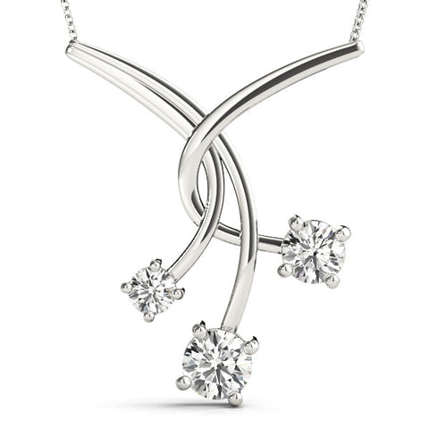 White gold Round Diamond Prong Set Pendant