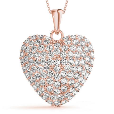 Rose gold Pavé Round Diamond Heart Pendant