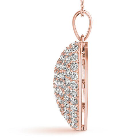 Rose gold Pavé Round Diamond Heart Pendant