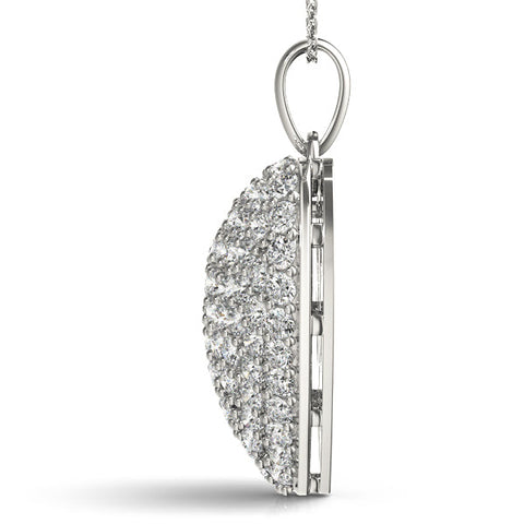 White gold Pavé Round Diamond Heart Pendant