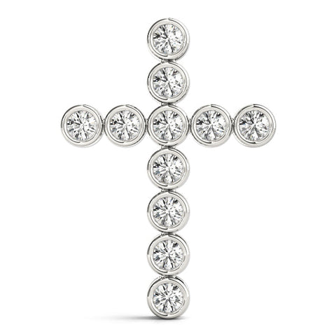White gold Bezel-Set Round Diamond Cross Pendant