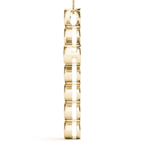 Yellow gold Bezel-Set Round Diamond Cross Pendant