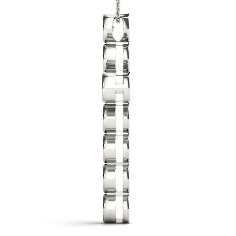 White gold Bezel-Set Round Diamond Cross Pendant