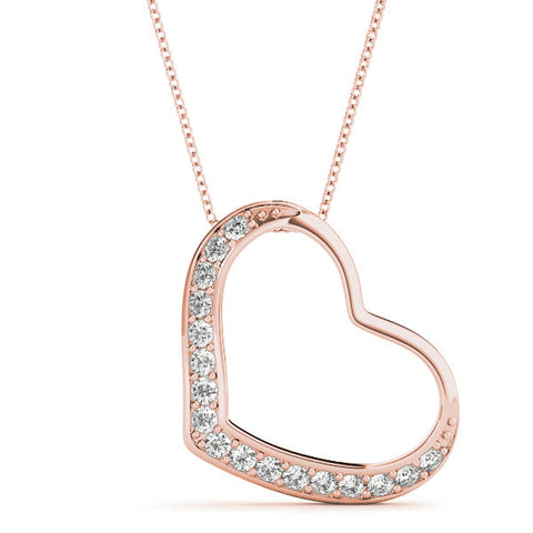 Rose gold Pavé Round Diamond Open Heart Pendant