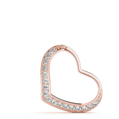 Rose gold Pavé Round Diamond Open Heart Pendant