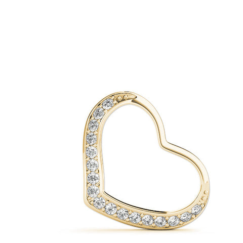 Yellow gold Pavé Round Diamond Open Heart Pendant