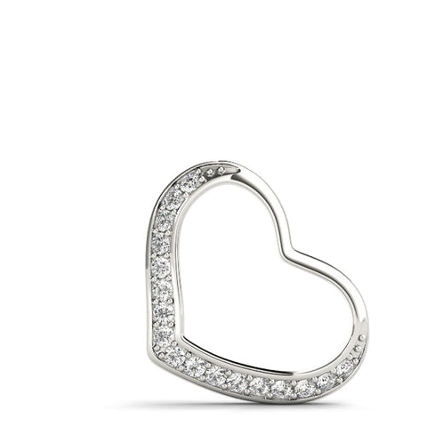 White gold Pavé Round Diamond Open Heart Pendant