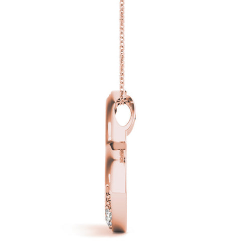 Rose gold Pavé Round Diamond Open Heart Pendant