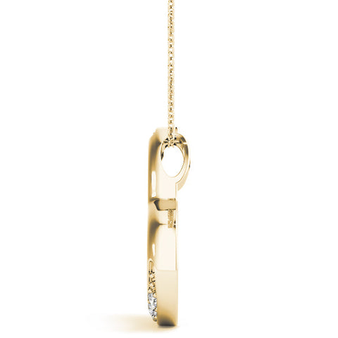 Yellow gold Pavé Round Diamond Open Heart Pendant