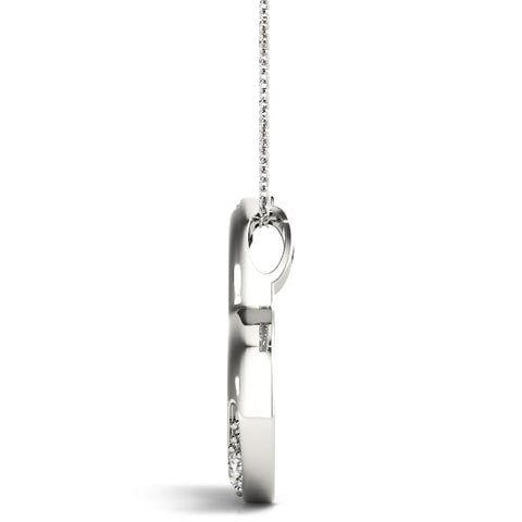 White gold Pavé Round Diamond Open Heart Pendant