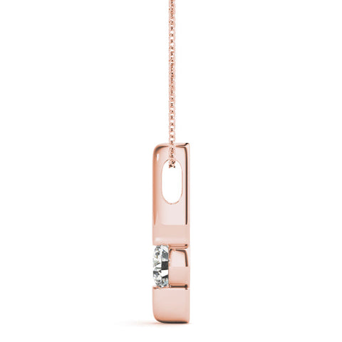 Rose gold Round Bezel-Set Diamond Pendant