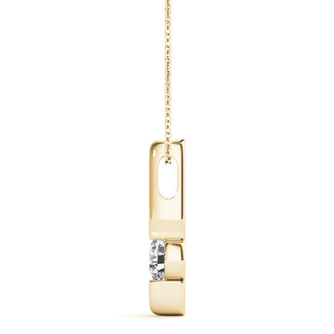 Yellow gold Round Bezel-Set Diamond Pendant