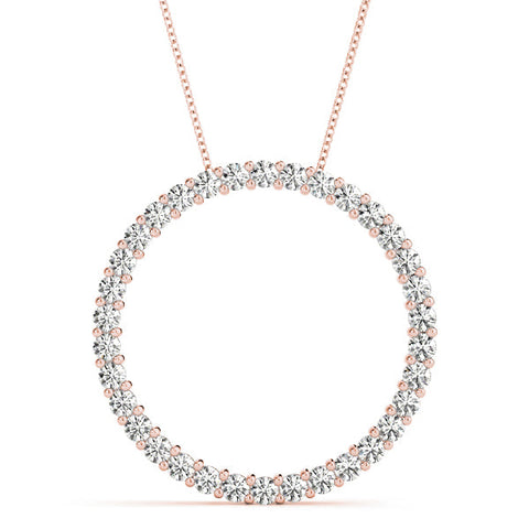 Rose gold Round Diamond Prong-Set Eternity Pendant