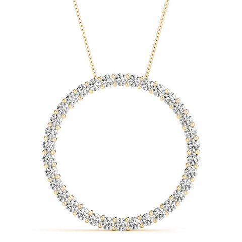 Yellow gold Round Diamond Prong-Set Eternity Pendant