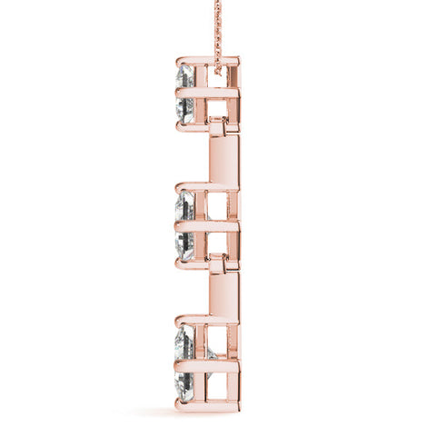 Rose gold Triple Princess Cut Drop Pendant with Four-Prong Setting