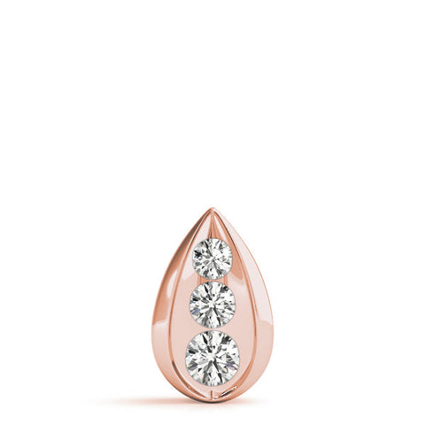 Rose gold Teardrop Bezel-Set Round Diamond Pendant