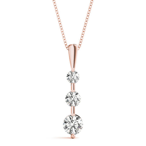 Rose gold Three-Stone Round Diamond Prong-Set Pendant