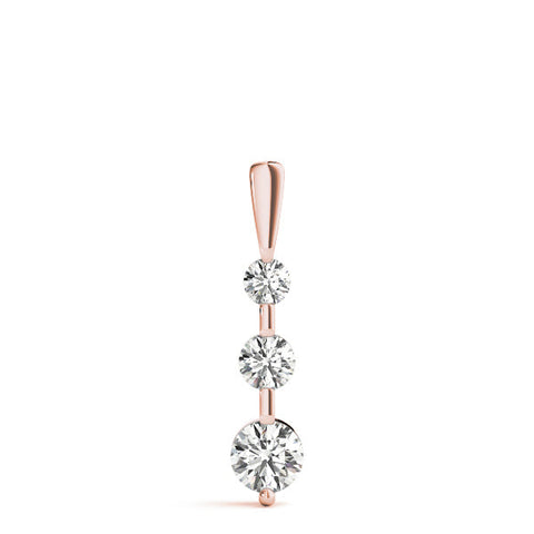 Rose gold Three-Stone Round Diamond Prong-Set Pendant