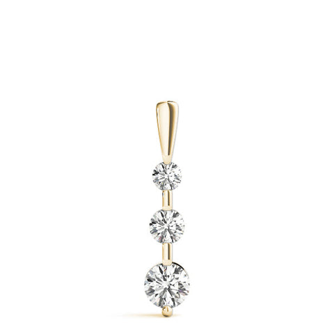 Yellow gold Three-Stone Round Diamond Prong-Set Pendant