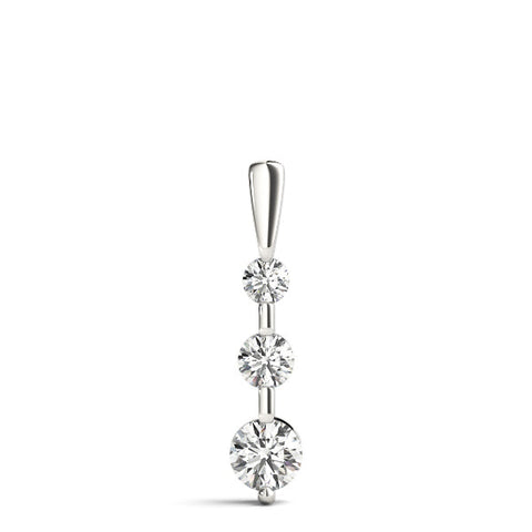 White gold Three-Stone Round Diamond Prong-Set Pendant