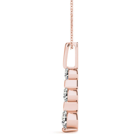 Rose gold Three-Stone Round Diamond Prong-Set Pendant