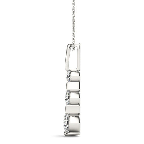 Silver Three-Stone Round Diamond Prong-Set Pendant