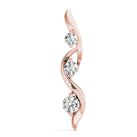 Rose gold Three-Stone Round Prong-Set Swirl Pendant