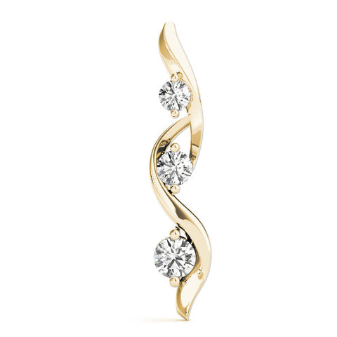 Yellow gold Three-Stone Round Prong-Set Swirl Pendant