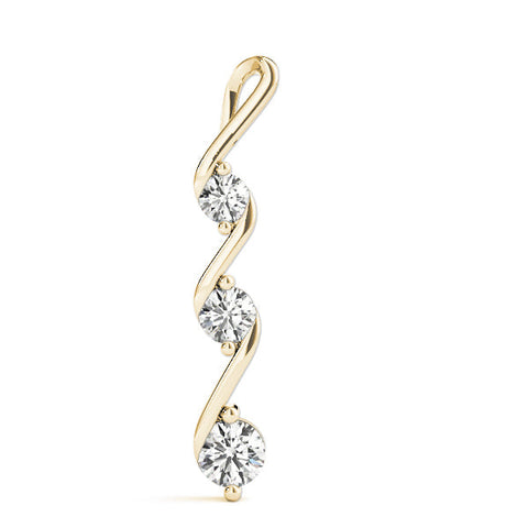 Yellow gold Three-Stone Round Brilliant Prong Set Pendant