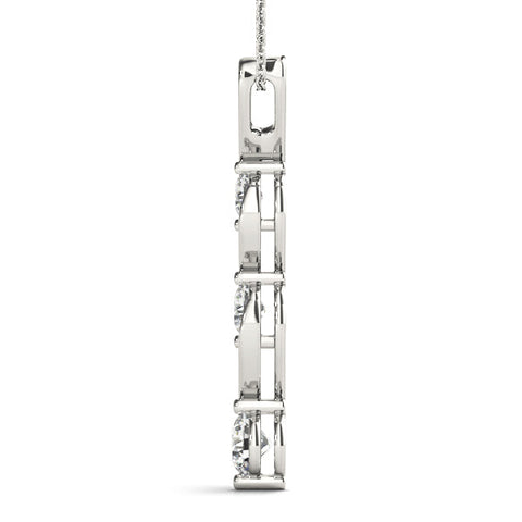 White gold Three-Stone Round Brilliant Prong Set Pendant