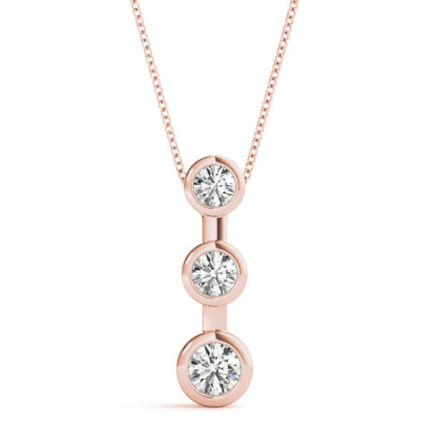 Rose gold Bezel Set Round Diamond Trio Pendant