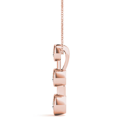 Rose gold Bezel Set Round Diamond Trio Pendant