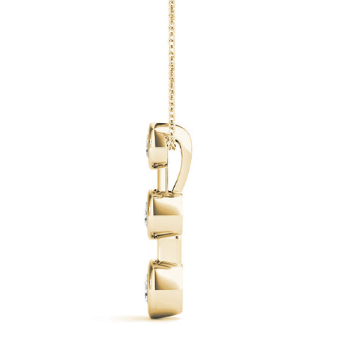 Yellow gold Bezel Set Round Diamond Trio Pendant