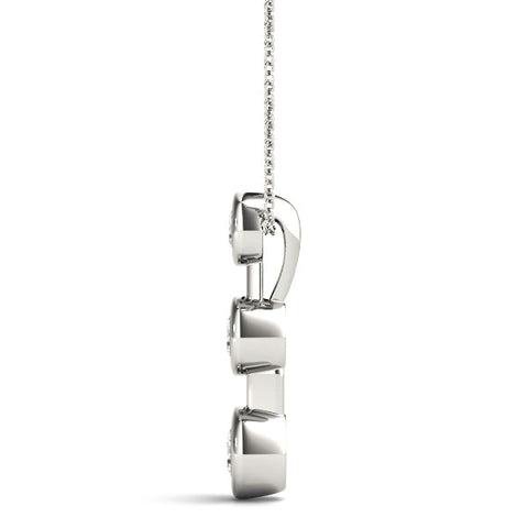 White gold Bezel Set Round Diamond Trio Pendant