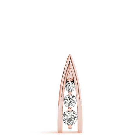 Rose gold Channel Set Round Diamond Prong Pendant