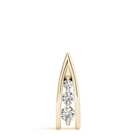 Yellow gold Channel Set Round Diamond Prong Pendant