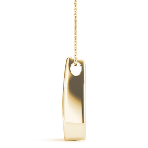 Yellow gold Channel Set Round Diamond Prong Pendant
